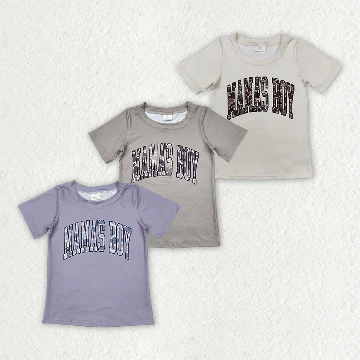RTS NO MOQ baby boys clothes camouflage MAMA BOY short-sleeved tops