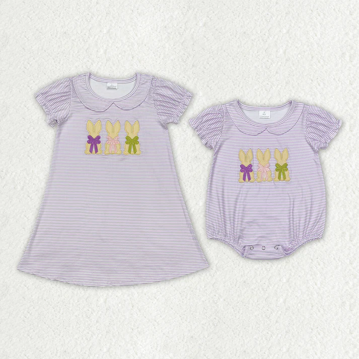 RTS NO MOQ Baby Girls easter rabbit Rompers Dresses