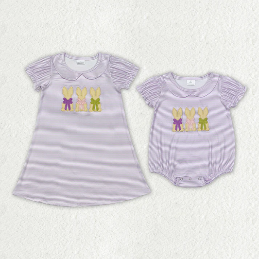 RTS NO MOQ Baby Girls easter rabbit Rompers Dresses