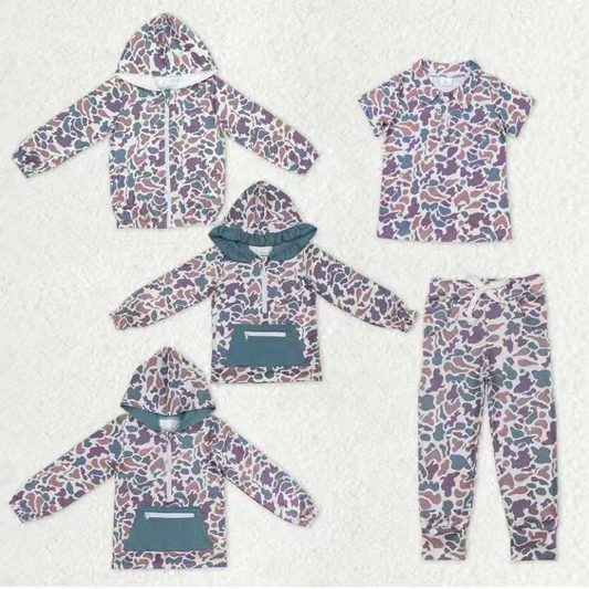 RTS NO MOQ Sibling baby boy girld clothes camouflage hooded long sleeve tops 4 and pants