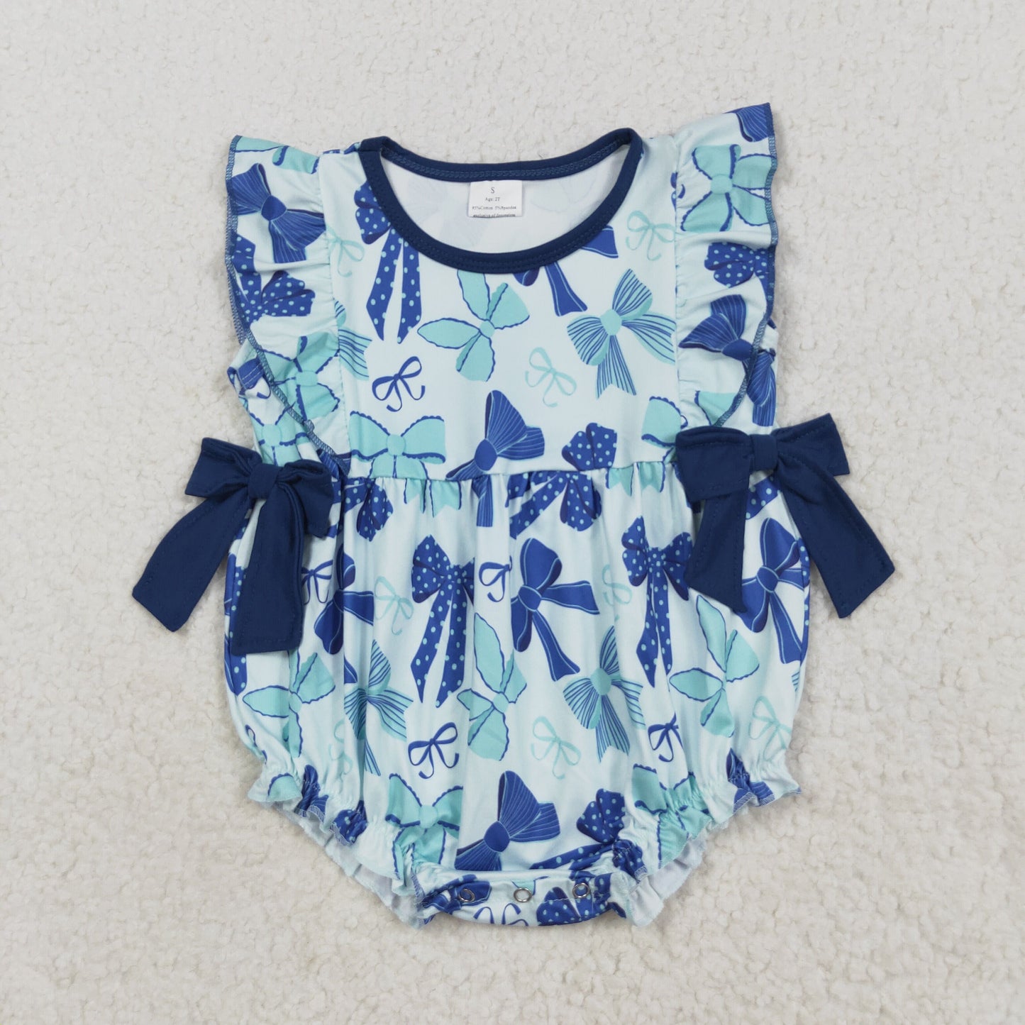 RTS NO MOQ（In Stock) SR3121 Green vest bodysuit with bow pattern