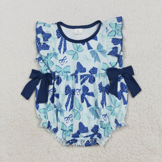 RTS NO MOQ（In Stock) SR3121 Green vest bodysuit with bow pattern