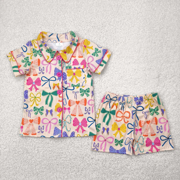 RTS NO MOQ baby girls Clothes short sleeve shorts pajamas Sets