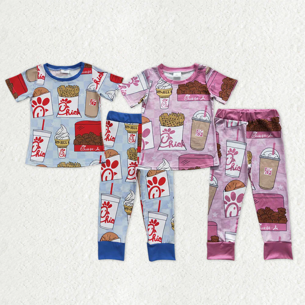RTS NO MOQ Sibling baby boy girl clothes french short-sleeved pants sets and girls short sleeve pants