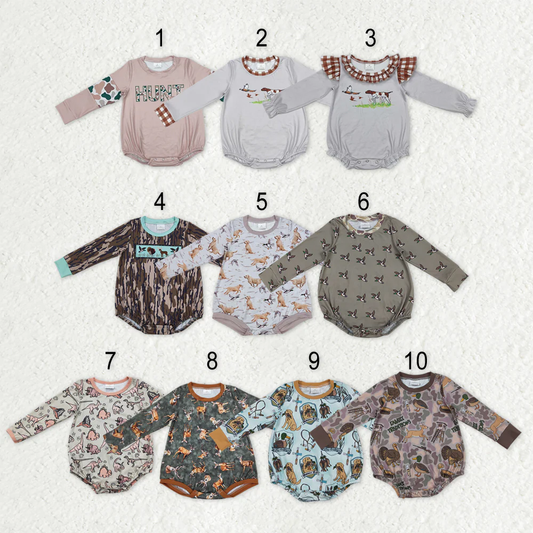 RTS NO MOQ Sibling baby boy girl clothes camouflage duck long-Sleeve rompers