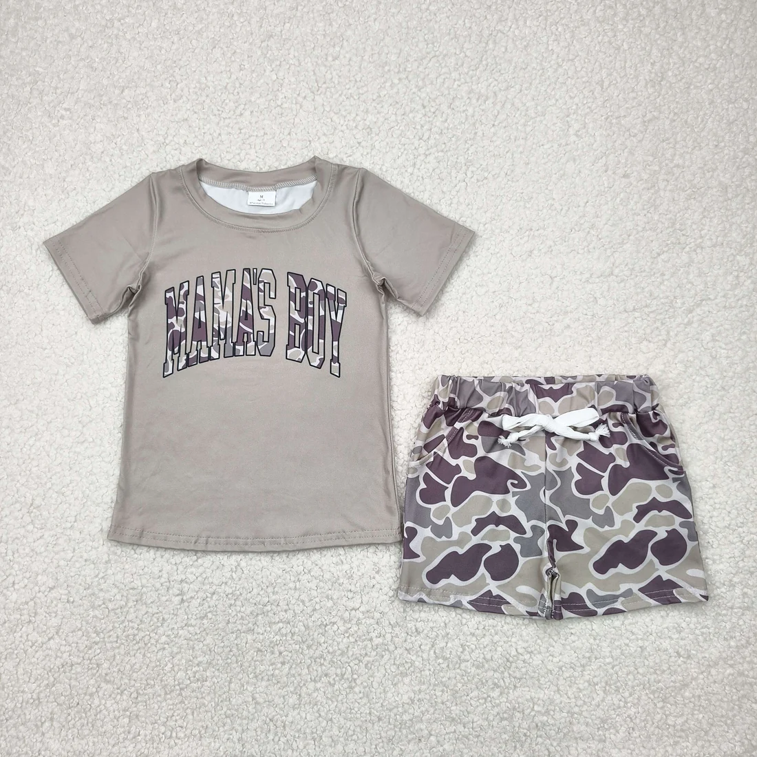 RTS NO MOQ Sibling Baby boy clothes MAMA camouflage Short Sleeve shorts Suits