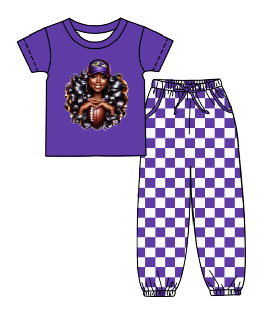 Custom moq 8 mix size milk silk summer teams baby boy clothes purple plaid short sleeve pants sets-25.9.30