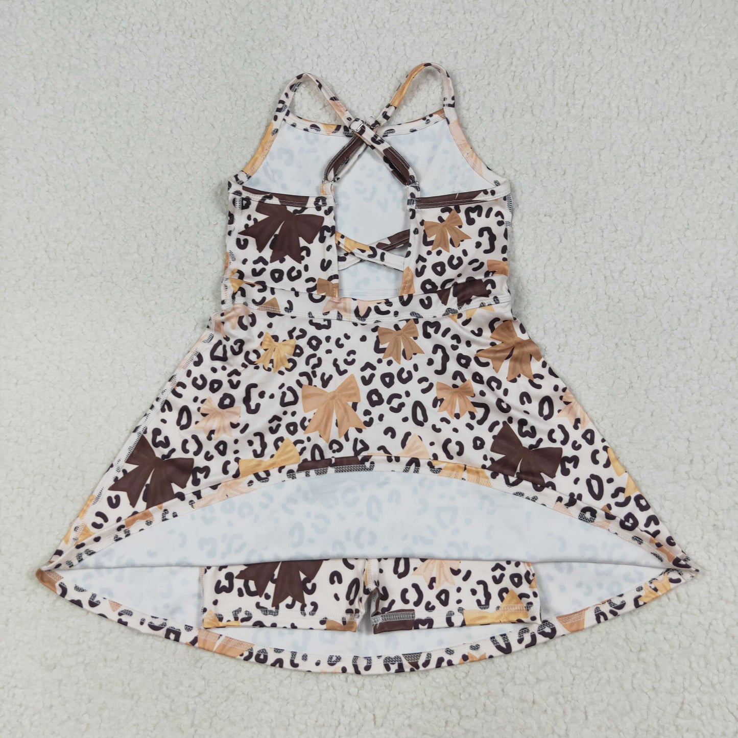RTS NO MOQ（In Stock) GSD2649 Bow pattern beige brown yoga sleeveless dress
