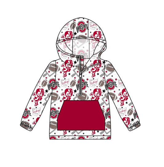 Custom moq 3 eta 6-7weeks team baby boys clothes OHIO hooded long sleeve top