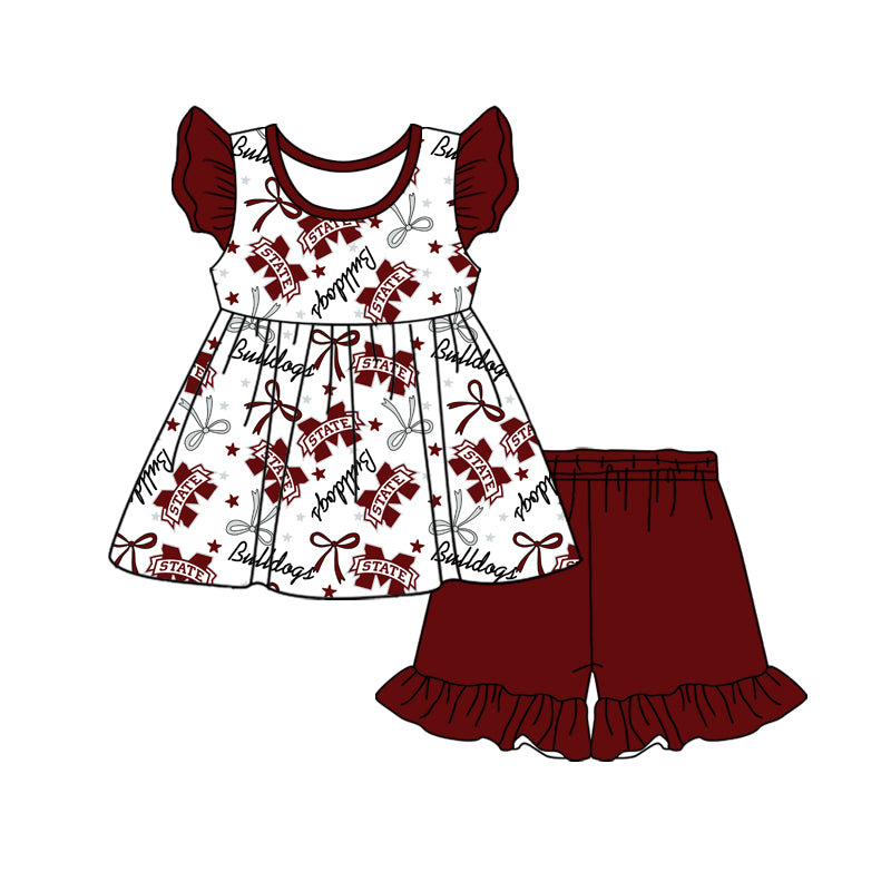 custom moq 3 eta 6-7weeks baby girls clothes team short Sleeves Shorts Set