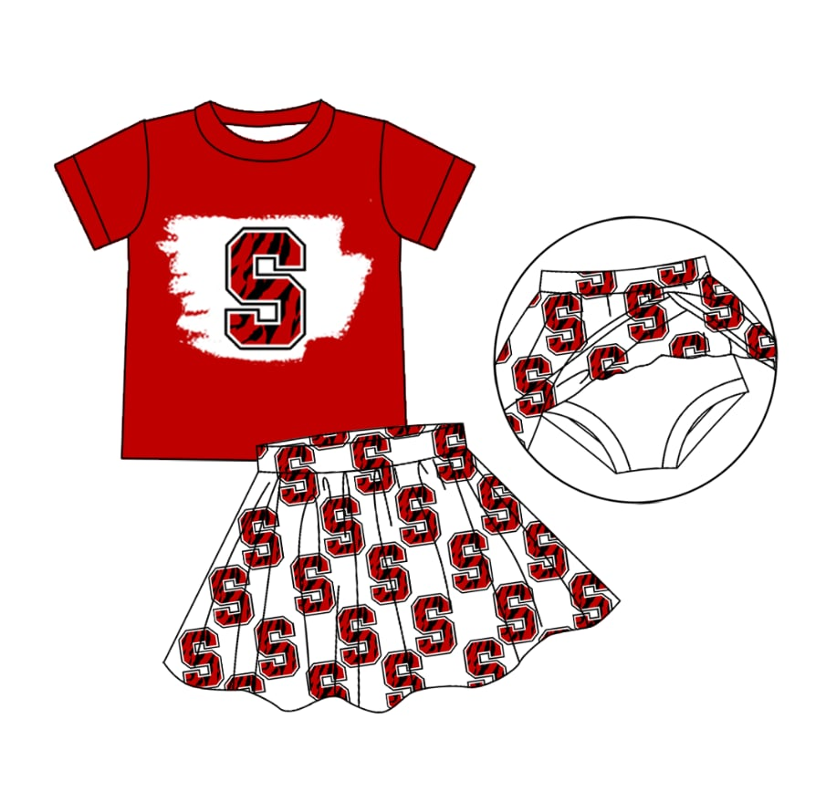 Custom moq 5 mix size  baby kids clothing   S red sport team childrens clothing