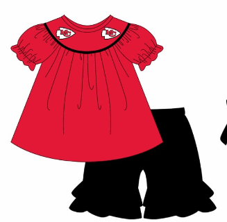 Custom summer teams baby girls clothes team red short sleeve shorts sets 3 and briefs sets and dress and rompers-25.7.23
