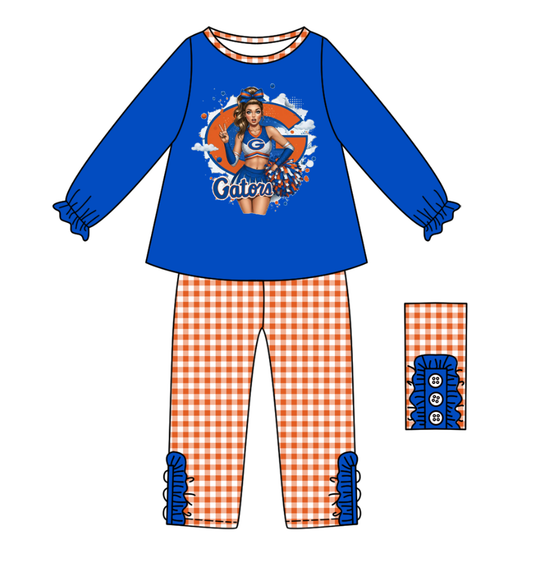 Custom moq 5 mix size milk silk summer teams baby girl clothes blue long sleeve pants sets-25.9.13