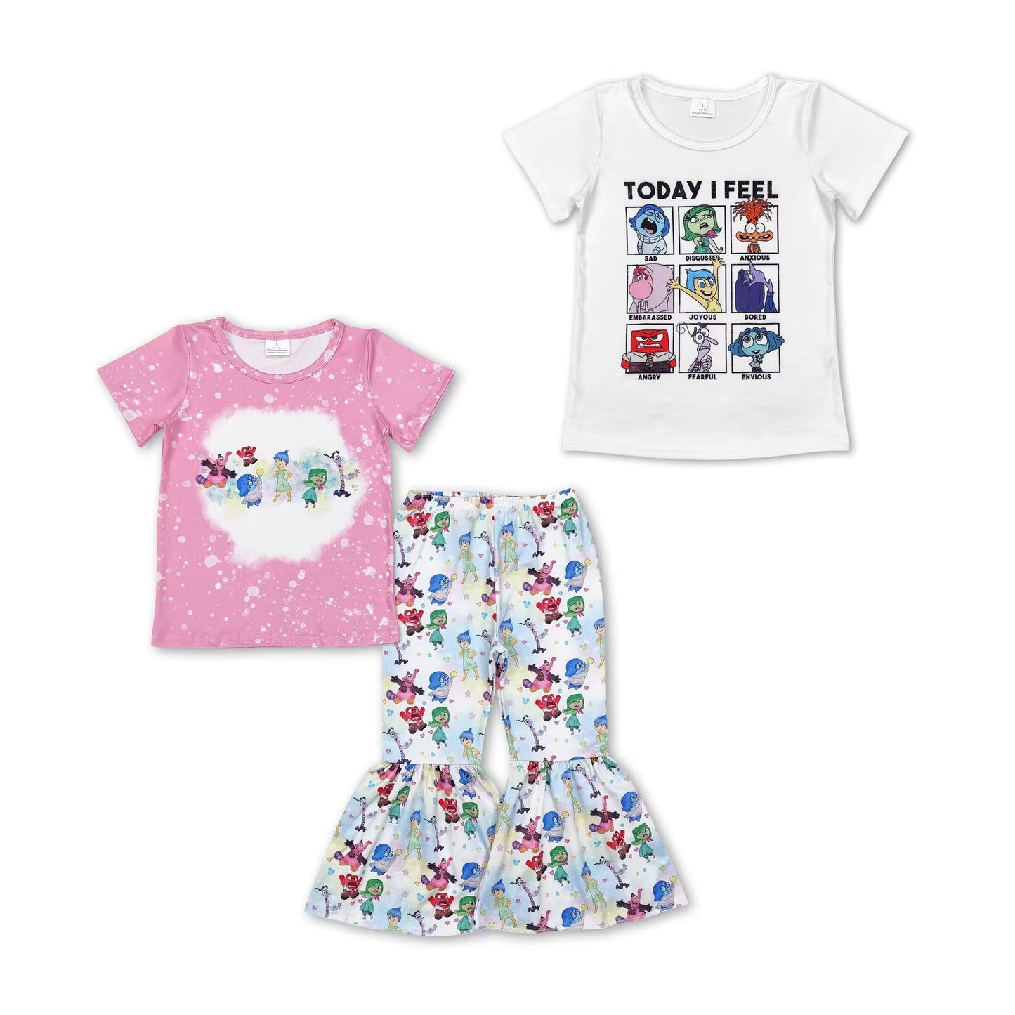 RTS NO MOQ  GT0674 GSPO1657 Emo Motion Graphic Short-Sleeved Top & Short-Sleeved Flared Pants Set