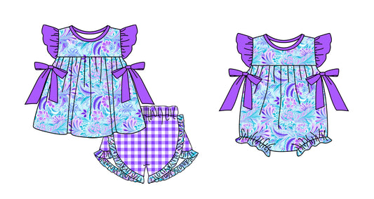 11.13 custom each style moq 5eta 4-6week Sibling Sister pattern baby girl short sleeve shorts sets and rompers match design