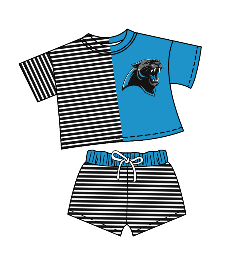 Custom moq 5 mix size milk silk baby girl clothes team blue short sleeve shorts sets and pants sets and romper and top and shorts