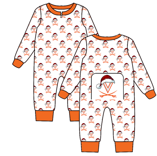 Custom moq 5 eta 6-8weeks Christmas hat orange team boys romper