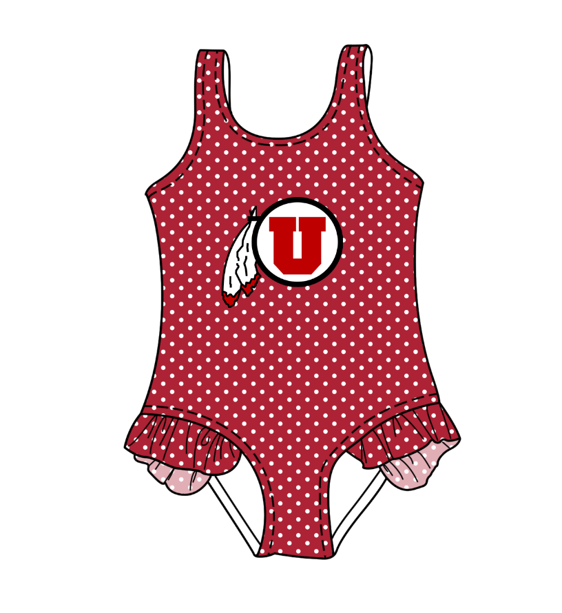 Custom moq 5 mix size milk silk summer teams Red Baby Girl Sleeveless Polka Dot Lace Onesie Swimsuit Cute Summer Beachwear for Little Girls