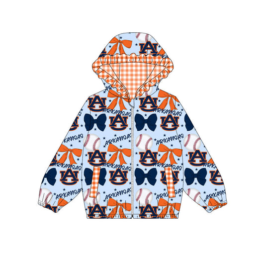 1001-Custom moq 8 mix size milk silk summer team baby girls clothes bow blue hooded long sleeve top-25.10.9