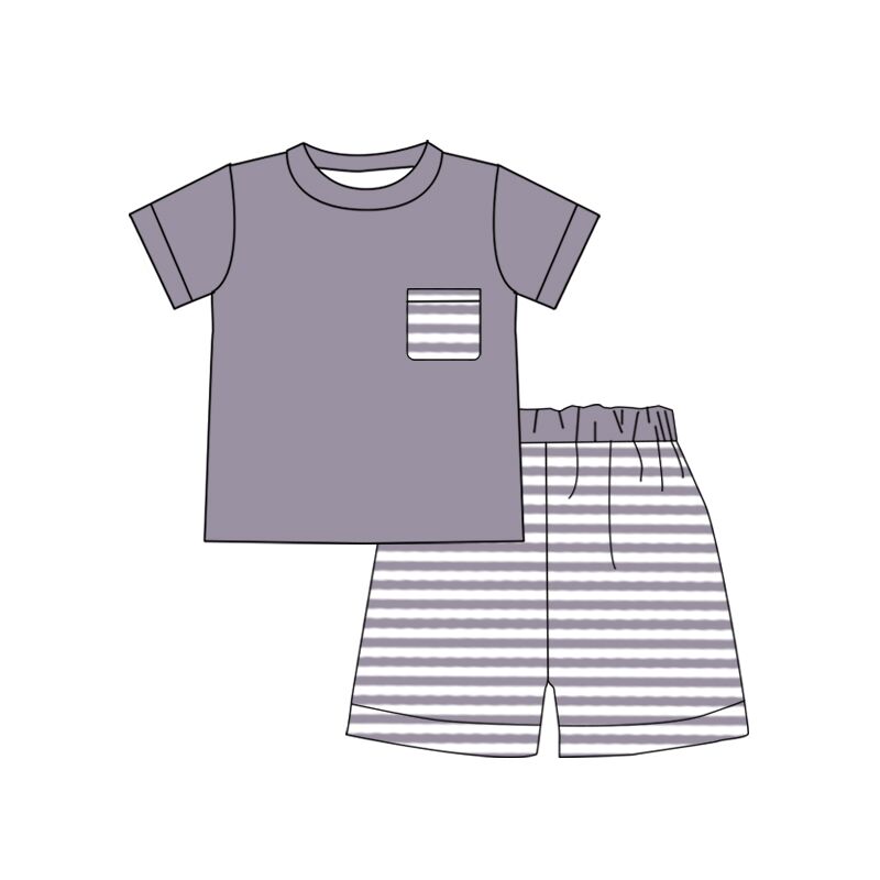 baby boy clothes gray grid toddler boys summer outfit