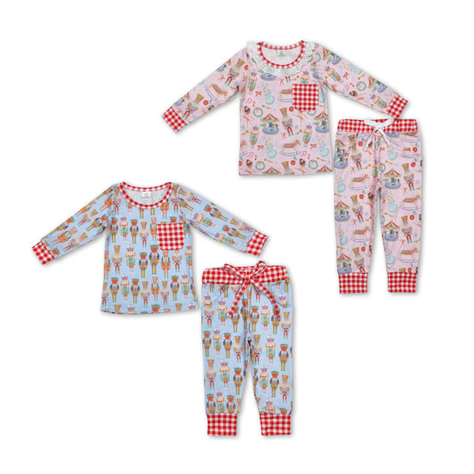 RTS NO MOQ BLP0521 GLP1271 Christmas Puppet Guard Long Sleeve Set: Blue & Pink