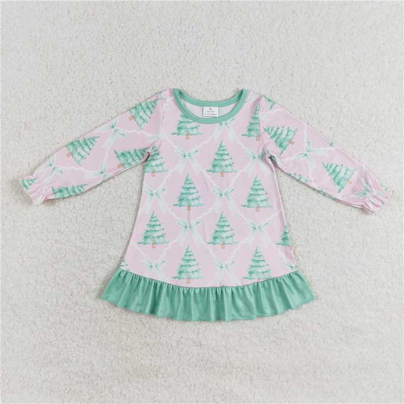 Baby Girls Christmas Trees Bows Collection - Pink Mint Ruffle Pajama Set & Dress