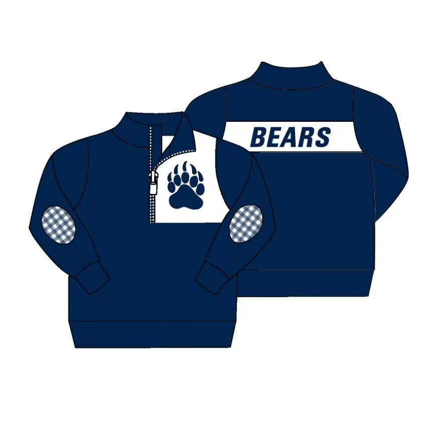 custom moq 3 eta 6-8weeks team baby boys clothes navy blue long sleeve top