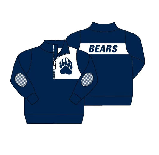 custom moq 3 eta 6-8weeks team baby boys clothes navy blue long sleeve top