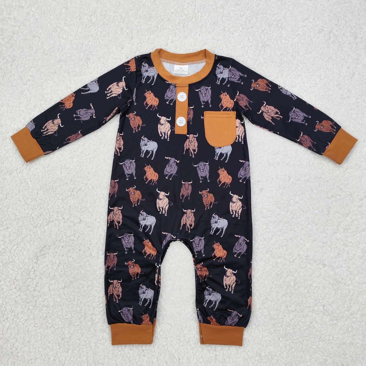 RTS NO MOQ ETA 5/7days arrived LR1902 Cow pocket brown and black long sleeve jumpsuit