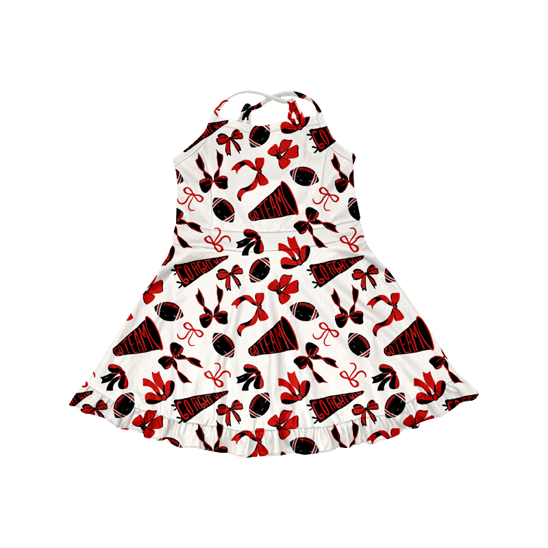Custom moq 5 mix size milk silk summer teams baby girls clothes team bow red sleeveless skirts sets and dress 3 and skirts-25.8.21