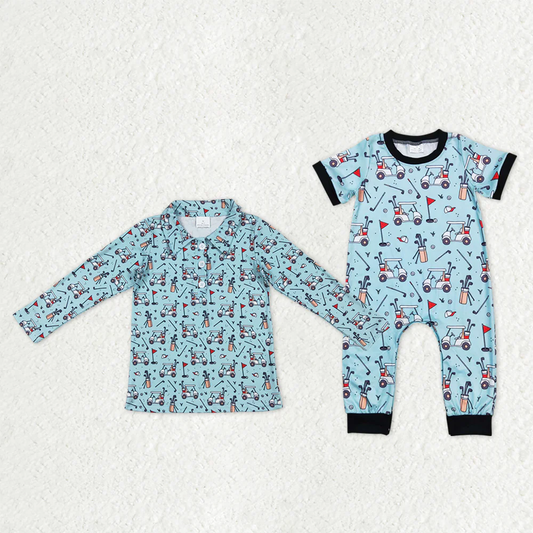 RTS NO MOQ Sibling baby boy clothes long sleeve top and romper