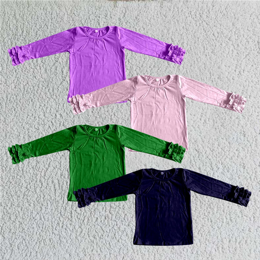 Custom moq 5 each style eta 6-7weeks baby girl clothes lace long sleeve tops 4-25.8.2