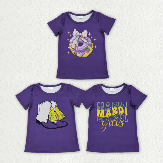 RTS NO MOQ Sibling Baby girl clothes Summer Mardi gras short sleeve tops