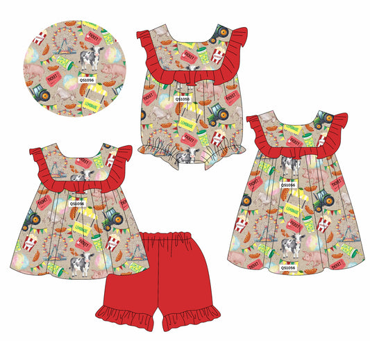 2.10 custom each style moq 5eta 4-6week Sibling Sisters baby girl short sleeve shorts sets and dress and rompers match family design