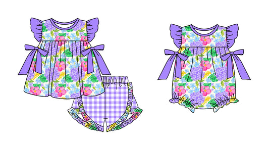 11.13 custom each style moq 5eta 4-6week Sibling Sister floral baby girl short sleeve shorts sets and rompers match design
