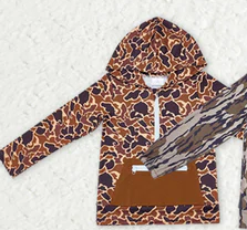 RTS NO MOQ Sibling baby girl boy clothes camouflage hooded long-sleeved tops