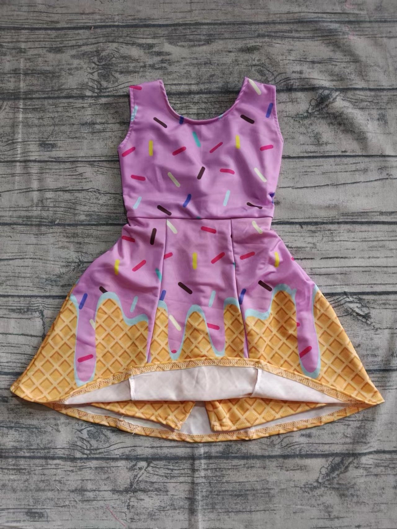 Custom moq 3 eta 6-7weeks baby girl clothes team purple sleeveless dress-25.5.16