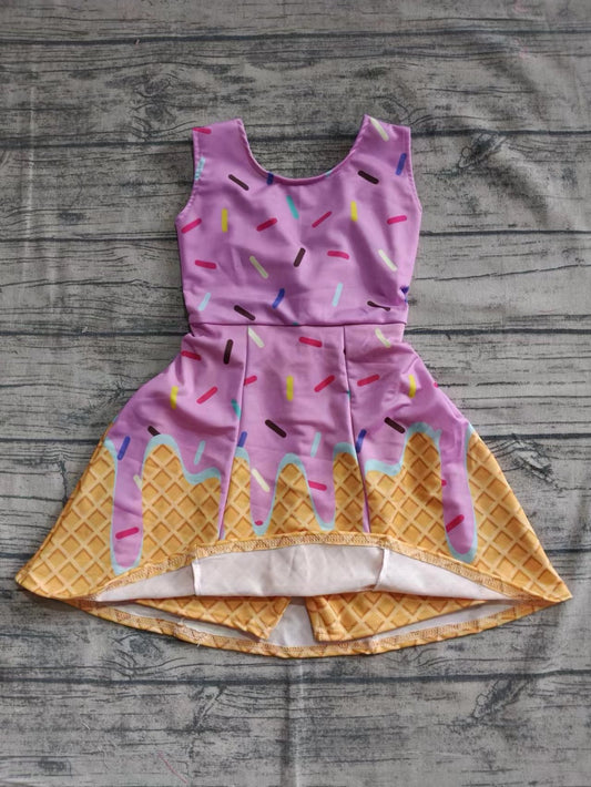 Custom moq 3 eta 6-7weeks baby girl clothes team purple sleeveless dress-25.5.16