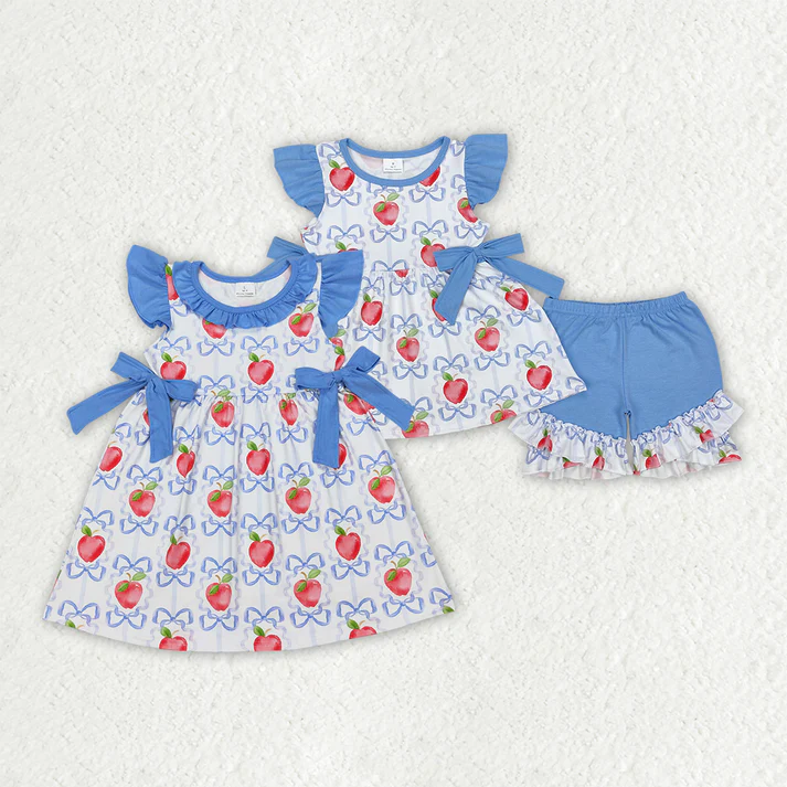 RTS NO MOQ Girls Boys back to school short sleeve Clothes Sets dress
