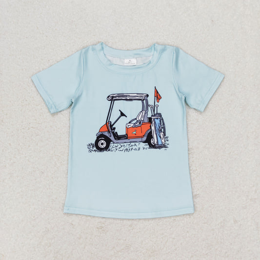 RTS NO MOQ（In Stock) BT0646 Golf Touring Car Turquoise Short Sleeve Top