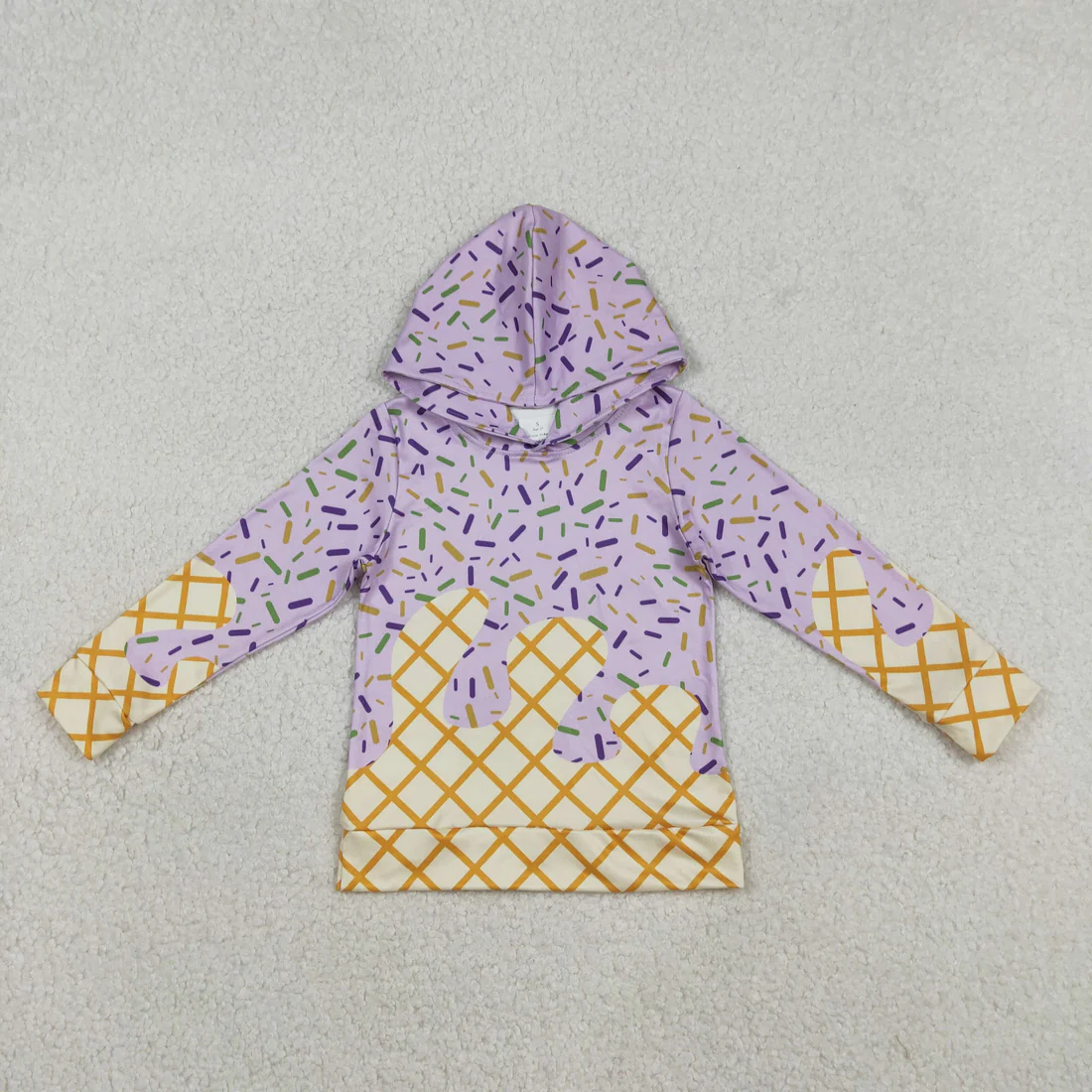 RTS NO MOQ Sibling baby girl clothes ice cream hooded Short-Sleeve Tops and skirts and shorts