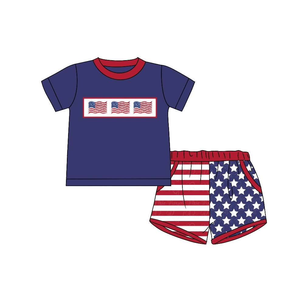 Deadline  April 26Flag five-pointed star girls short sleeve boys   shorts suit