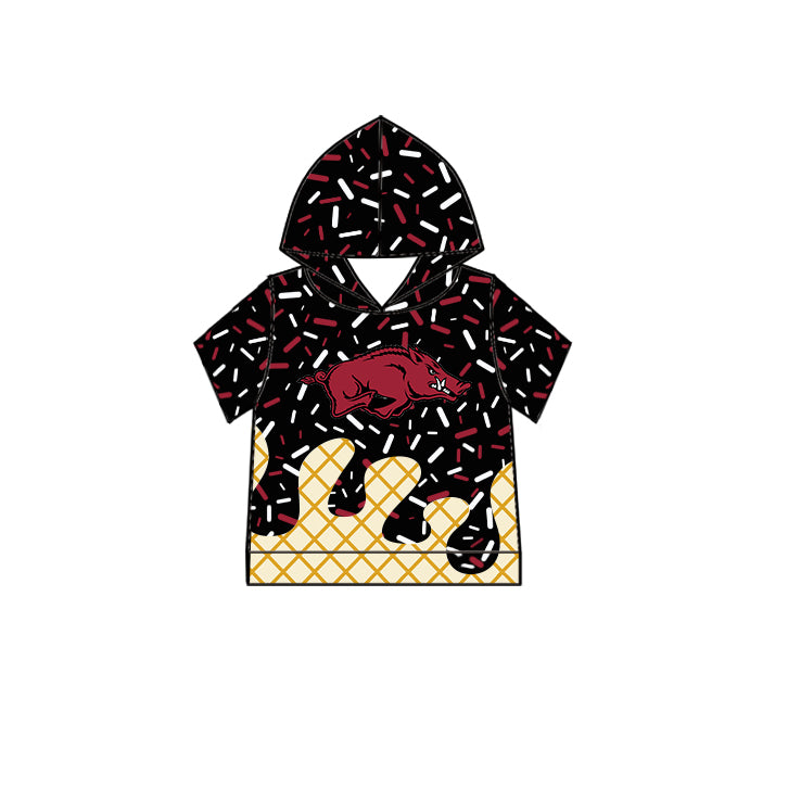 Custom summer teams baby girls clothes team black hooded long sleeve tops and short sleeve top and dress and pants and shorts-25.5.27