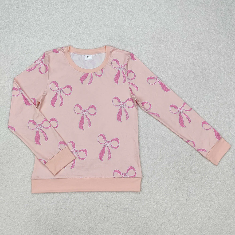 RTS NO MOQ Sibling adult clothes Festival Bow long sleeve tops