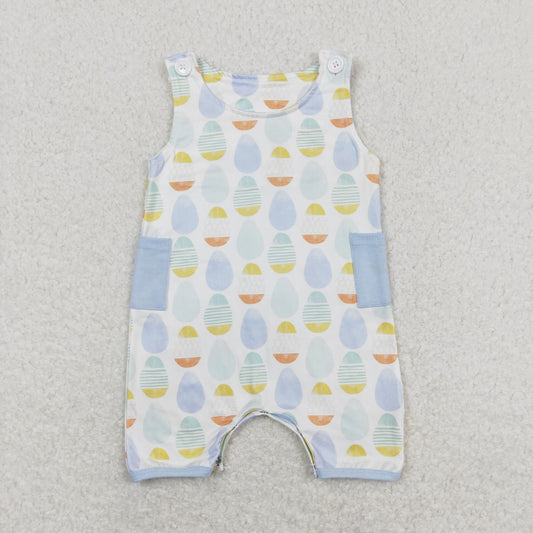 SR0901 Easter Egg Blue Pocket Sleeveless romper