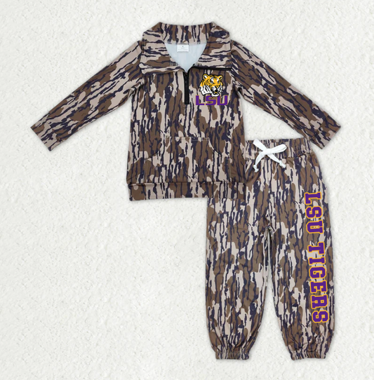 Custom moq 5 mix size milk silk summer teams baby boys clothes camouflage long sleeve pants sets-25.11.12