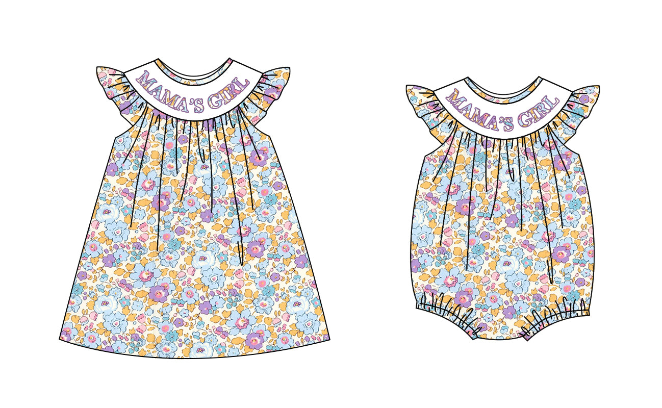 12.4 custom each style moq 5eta 4-6week Sibling Sister MAMA GIRL baby girl short sleeve dress and rompers match family design