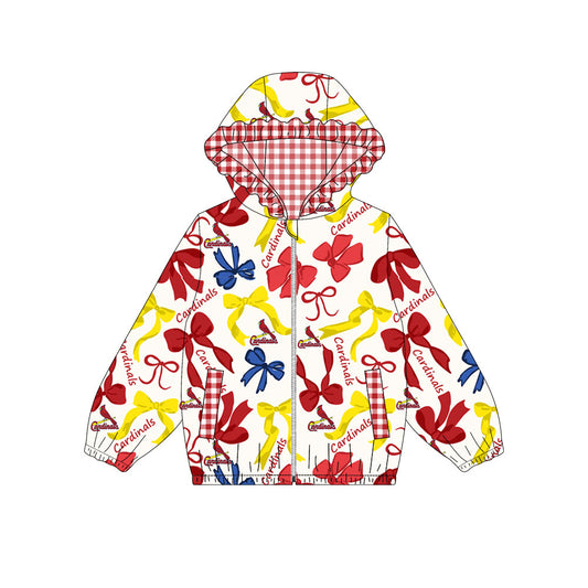 Custom moq 8 mix size milk silk summer team baby girls clothes bow red yellow hooded long sleeve top-25.9.19