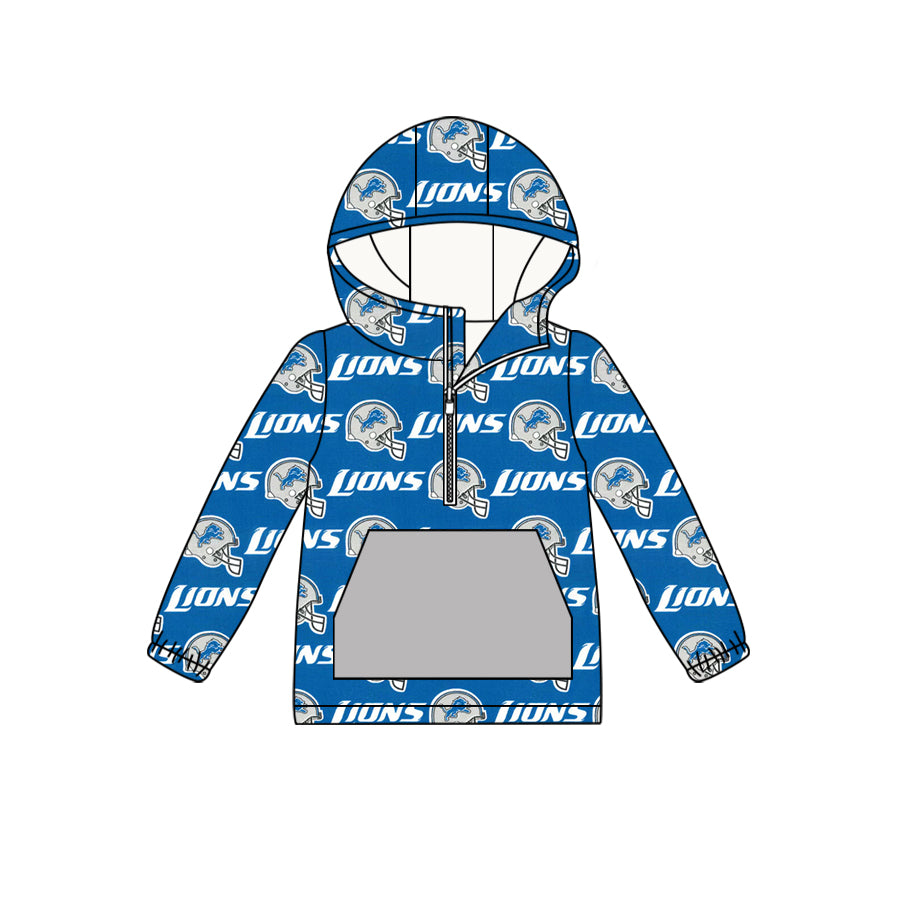 custom moq 5 tat about 6-8week Blue and grey hood zip-up yellow long-sleeved pullover