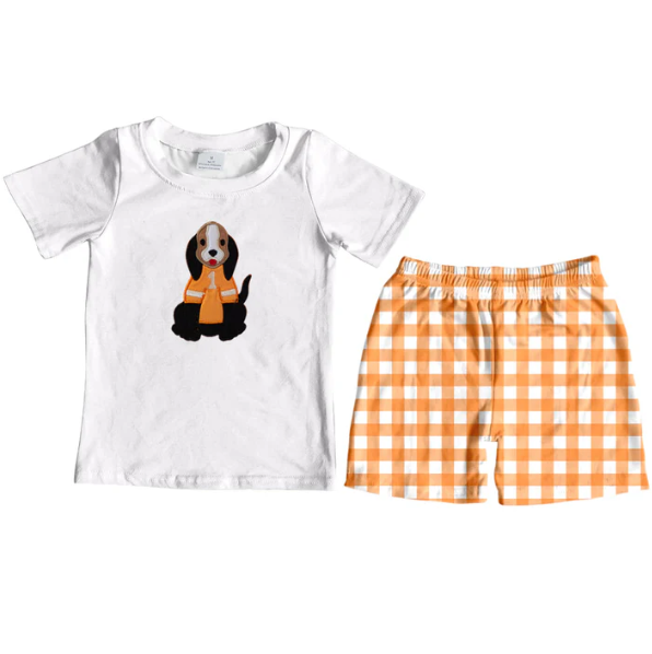 Deadline August 27 custom no moq eta 6-8weeks Orange white striped short-sleeved shorts suit